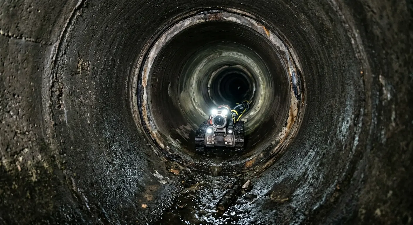 Robotic sewer camera inspecting pipe interior for Drain Snake Service in Mount Vista
